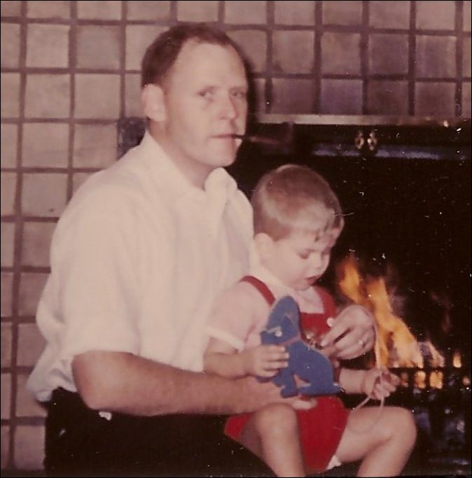 352 Scott and Dad with Pipe - Fremont living room